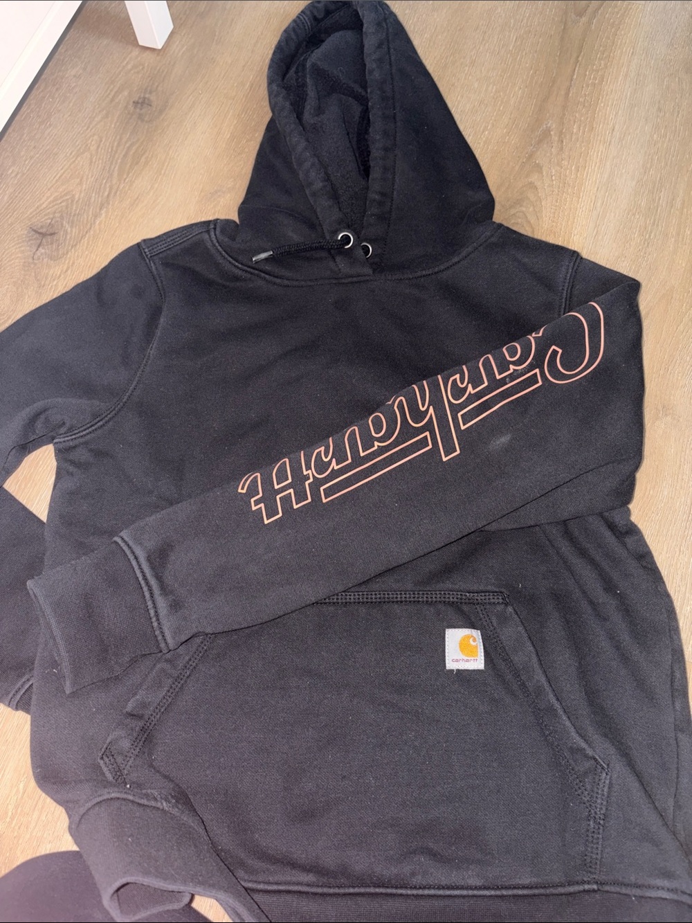 Carhartt Black Hoodie with Script Sleeve Graphic